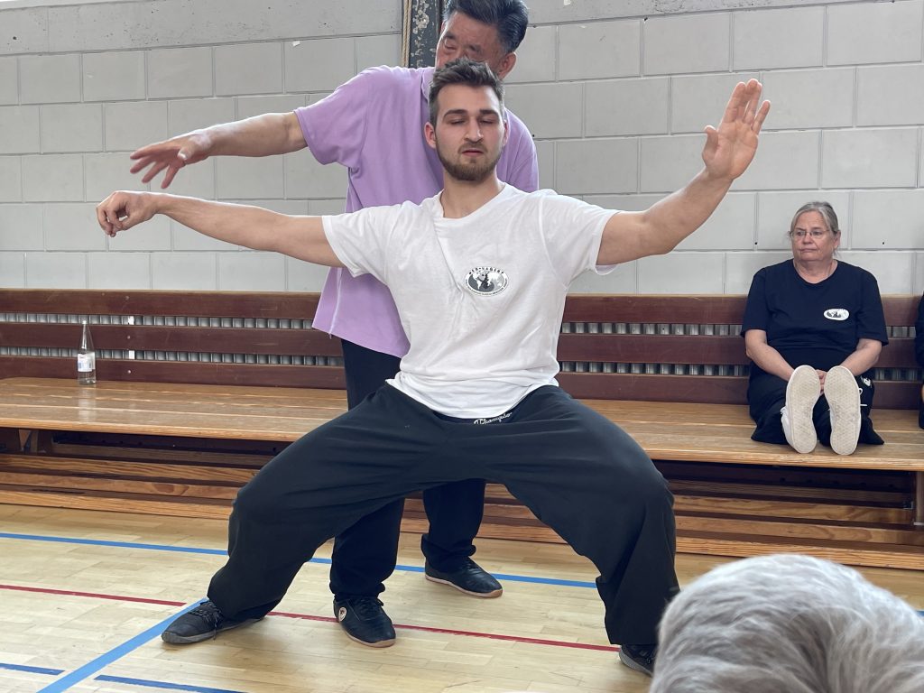 Martial arts partner drill in class