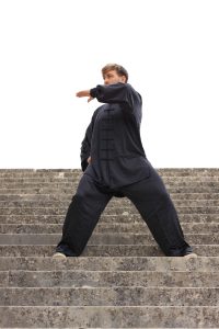 Martial arts transition movement in balance