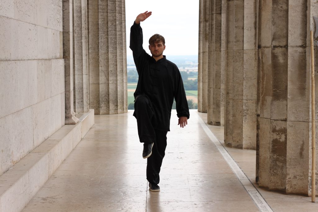 Tai Chi meditative form in columns